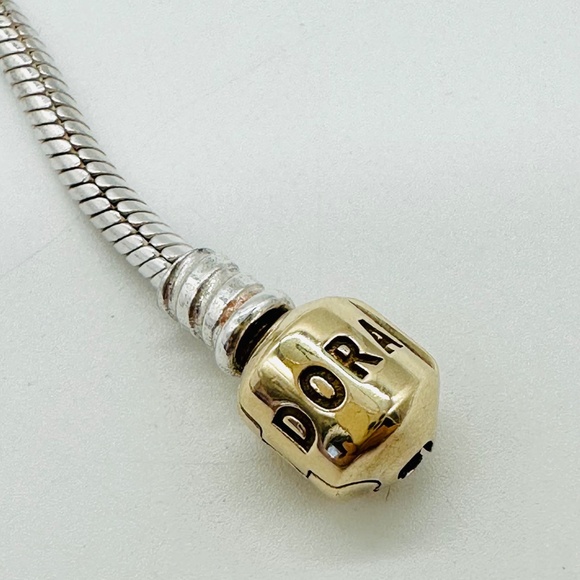 PANDORA 14K ALE 585 Gold Signature Clasp 925 Sterling Silver Bracelet 7.5" - Picture 9 of 10